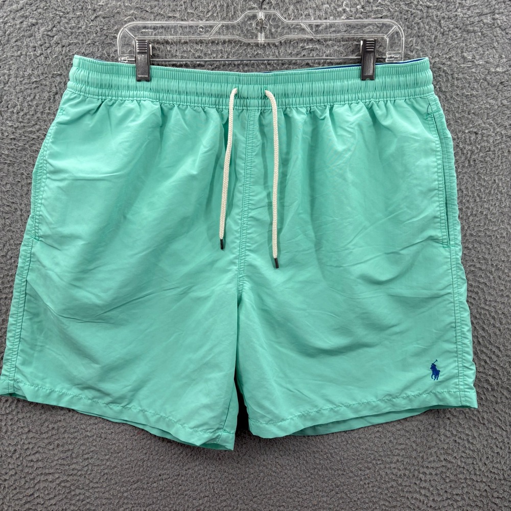 Polo Ralph Lauren Swim Trunks Mens XXL Aqua Blue Pony Logo Mesh Lined Drawstring